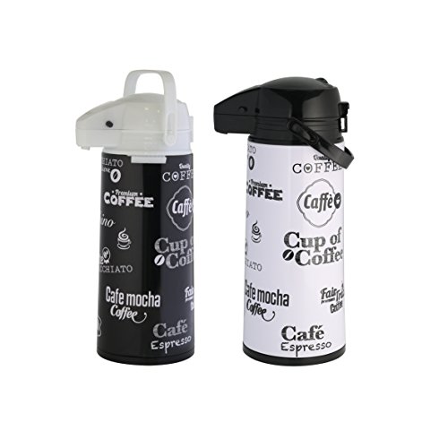 axentia 121564 Pumpkanne in schwarz O. weiß aus Edelstahl - AIRPOT 1, 9 L, Edelstahl, 13.5 x 18 x 35.5 cm, farblich sortiert