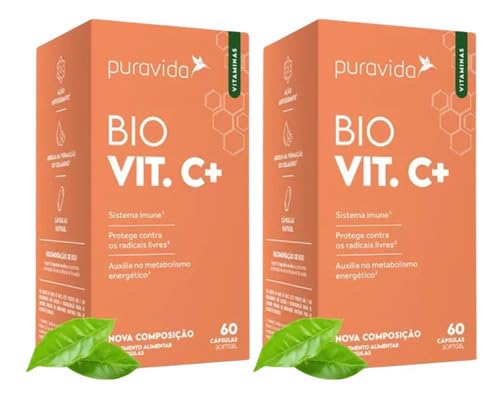 Kit com 2 Bio Vit C+ Puravida – 120 Cápsulas de Vitamina C Lipossomal com Zinco e Selênio