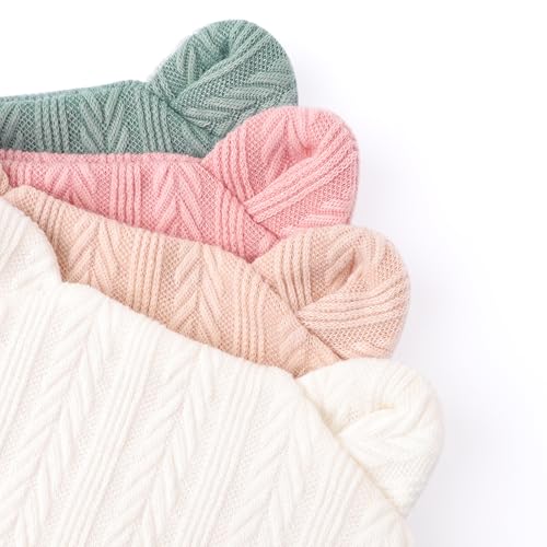 Image of BQUBO Newborn Baby Hats Bear Ears and Mittens Sets Preemie Caps Baby Boy Girl Infant Hospital Beanie for 0-3 Months