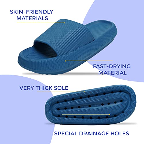 Image of Cloud Slides For Women And Men - Comfy Non Slip Indoors Slippers For Shower Spa Pool College Outdoors Slides - Soft And Cozy Open Toe House Sandals Thick Soles