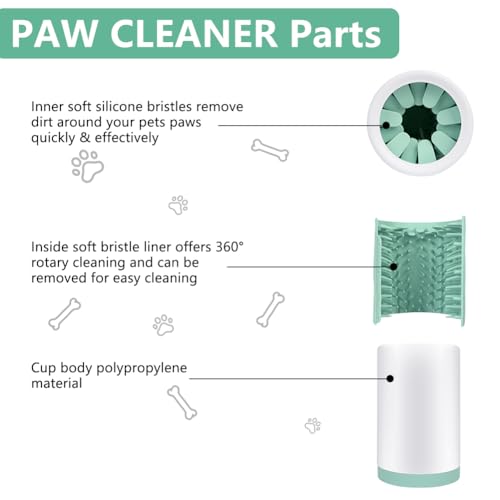 Aomig Dog Paw Cleaner Paw Washers for Dog, Pet Foot Cleaner Paw Cleaner for Dog Large, Dog Essentials Dog Paw Washer Muddy Paw Cleaner, Dog Walking Accessories Portable Dog Shower Paw Cleaner(Green) - Image 4