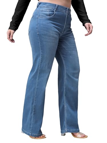 Image of Miss Chase A+ Women's Wide-Leg High Rise Regular-Length Stretchable Denim Jeans