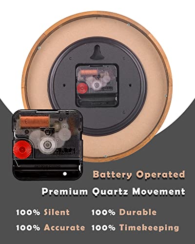 Bew Small Wall Clock, 8 Inch Retro Decorative Wooden Wall Clock, Silent Non-Ticking Analog Round Hanging Clock For Kitchen, Living Room, Bedroom, Natural Wood Finish #TOP4