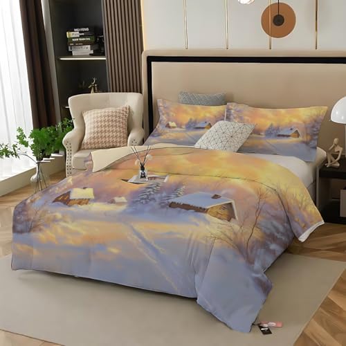 Winter Wendbar Bettwäsche 200X200 3 Teilig - Winterwald Druck...