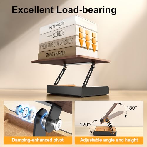 Image of Book Stand with Storage, Book Holder for Reading Hands Free, Wooden Cookbook Stand for Kitchen Counter, Adjustable Reading Stand for Desk, Recipe Stand, Book Prop for Book Lovers