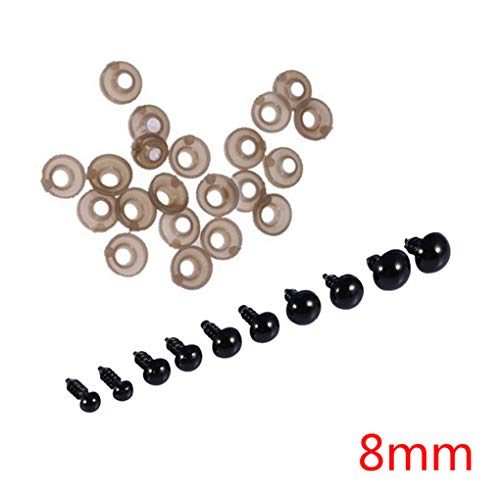 FloralLive 100pcs 6mm / 8mm / 9mm / 10mm / 12mm de Bricolaje de plástico Ojos de Seguridad y Haciendo 100pcs Arandelas Muñecas Juguetes Accesorios Animal Craft Ojos