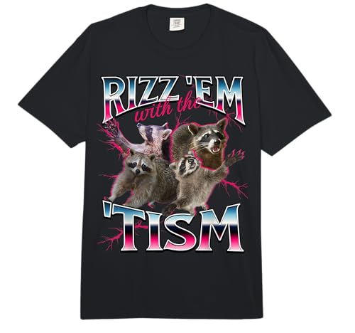 Rizz Em with The Tism Racoon Funny Oddly Specific Dank Meme Comfort Colors Adult Heavyweight T-Shirt