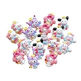 デコパーツ 可愛い クロミ ポチャッコ シナモンロール マイメロ キティちゃん デコビーズ 天使風 デコ素材 キャラクター 樹脂製 カボション 30枚/50枚/100枚 デコチャーム飾り DIY 手作り キッズ 小物作り (30枚-5種類各6枚) [並行輸入品]