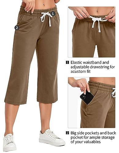 Image of SPECIALMAGIC Women Capri Pants Cotton Yoga Wide Leg Pajama Pants Capris Sweatpants Sports