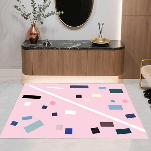 Tapis lavable en machine rose salon chambre petit modèle - 6