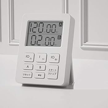 Lecone デジタルタイマー ダブルタイマー カウントアップ カウントダウン 二つの時間を設定可能 2連式タイマー 音量切替機能 マグネット付き 置き掛け兼用 ホワイト