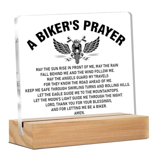 Biker Gifts, Gifts for Bike Lover Motorcycle Rider, Bikers Prayer Clear Desk...