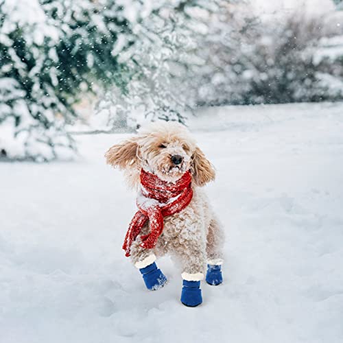 Hundeschuhe,4 Stück Hundeschuhe Pfotenschutz wasserdichte Schneeschuhe Pfotenschutz mit Anti-Rutsch Sohle Outdoor Pfotenschützer Hundeschuhe für kleine mittlere Hunde Herbst Winter (Blue)