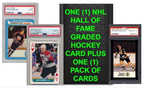 One (1) NHL Pro Hockey Hall of Fame (HOF) Player Graded Card Mystery Pack PSA BCCG Beckett Plus One (1) Sealed Pack of Hockey Cards