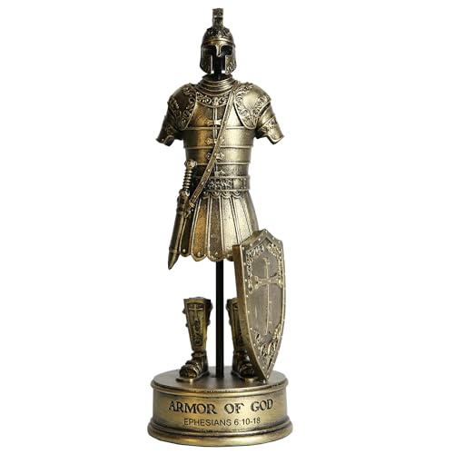 Grace4Joy Armor of God Statue 10 Inches Full Armor of God Figurine DIY Creative Assembly Kit Hand Painted Suit of Armor Resin Statue Tabletop Decor Funny Gifts for Men