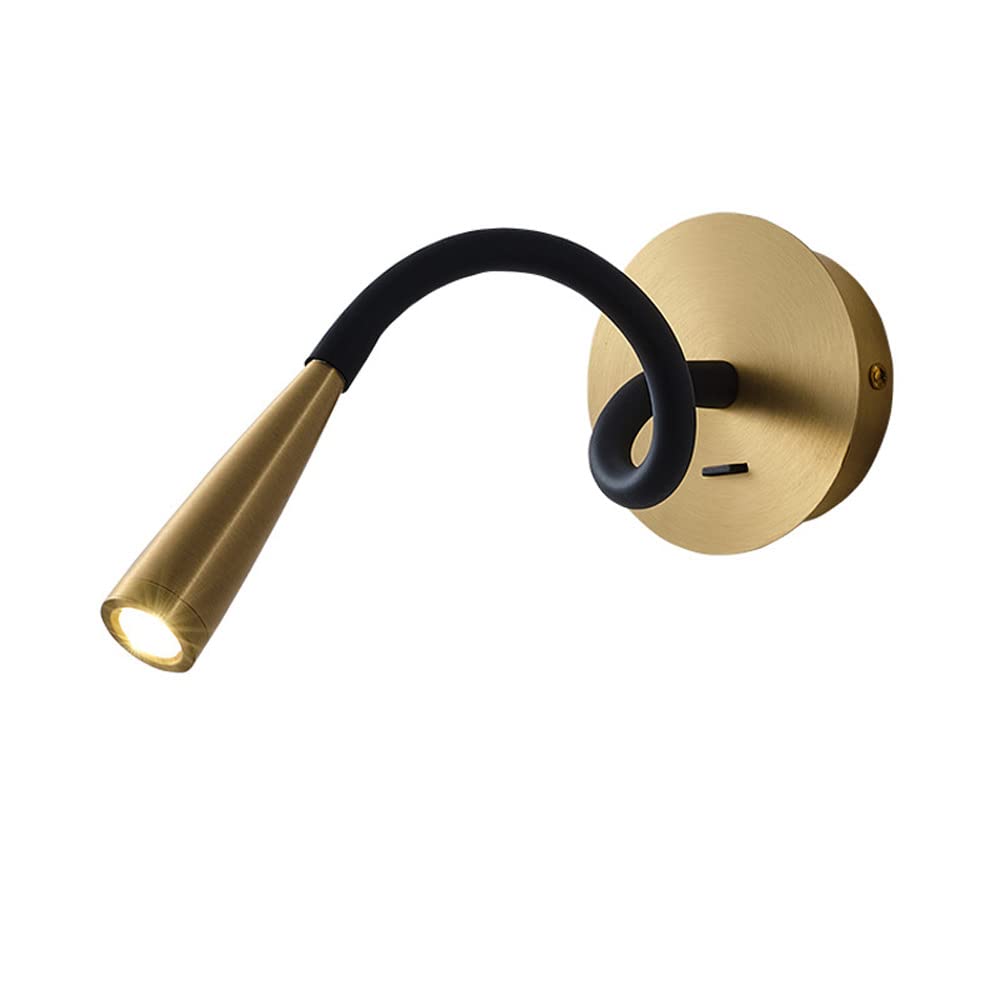 ITOSUI LED Gooseneck Wall Light Copper Wall Sconce Lighting Adjustable Reading Wall Lamp, Flexible Bedroom Bedside Wall Mount Lights, Bedroom Living Room Hotel 5W Wall Sconces (Color : Copper-3000k)
