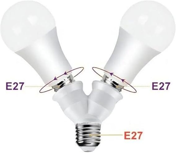 E27 Duy Çoğaltıcı, Tek Duydan Çift E27 Lamba Bağlantısı, Duy Çoklayıcı, Tek Duya İki Ampul Takma
