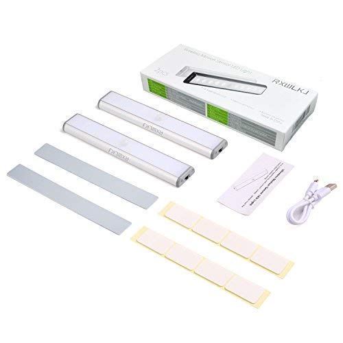 Rxwlkj Stick-On Anywhere Portable Little Light Wireless Led Under Cabinet Lights 10-Led Motion Sensor Activated Night Light Build In Rechargeable Battery Magnetic Tap Lights For Closet, Cabinet #TOP6