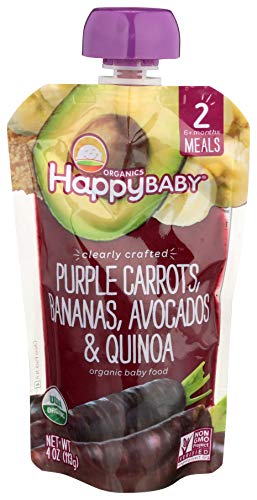 Happy Baby Clearly Crafted Stage 2 Meals Organic Baby Food, Purple Carrots, Bananas