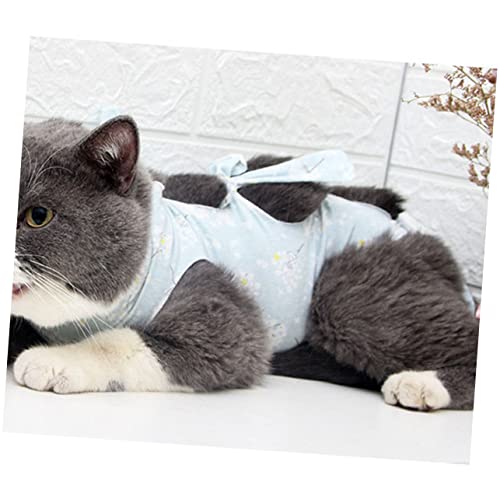 Ropa de para gatos Sosoport con estampado azul de flores 2 piezas 7