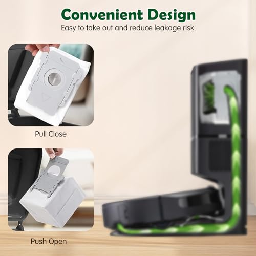Image of 12 Pack Vacuum Bags for iRobot Roomba 105 Vac 104 405 504 505 705 Combo j7+ j9+ s9+ i3+ i7+ i8 i7 i6 i5 i4 i3 10 Max, All Clean Base Automatic Dirt Disposal Bags