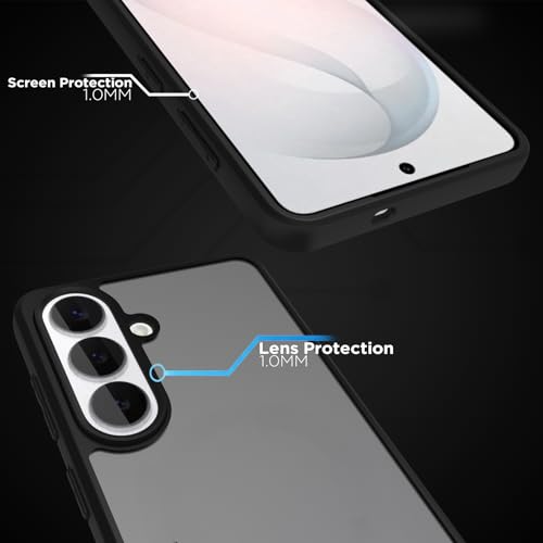 Image of RIGGEAR Shockproof Sleek Hybrid Armor Back Cover Case for Samsung Galaxy S26 Plus (Smoke Black Matte PC + Black TPU Bumper)