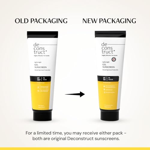 Image of Deconstruct Gel Sunscreen for Oily skin SPF 50 PA++++ |100% Photostable Sunscreen |4 New Gen UV Filters |In-Vivo |Lightweight, Airy, Non-greasy |For oily, combination, normal skin |For Men & Women - 30gm