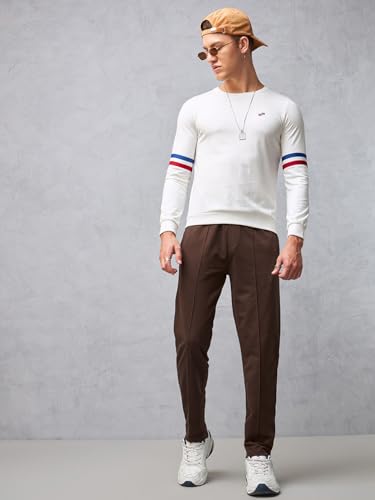Image of Bewakoof Men's Solid Regular Fit Cotton Blend Track Pant