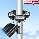 Solar Flag Pole Light for 15-40ft flagpole 5 Spotlights 12000 MHA，Adjustable Clamps Fits 3-6''Diameter Inground Poles Flag Poles Coverage-Light Up American Flag Outdoor with from Dusk to Dawn (Black)