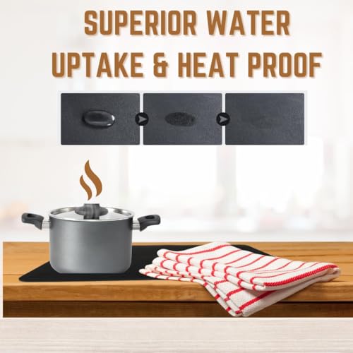 Image of VMITRA Dish Drying Mat 40x60 cm | Super Absorbent Microfiber Kitchen Counter Mat | Non-Slip Rubber Backing | Quick Drying Pad for Utensils Dishes Glassware