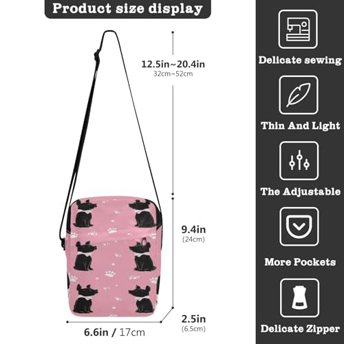 Black Scottish Terrier Paw Print men's messenger bag shoulder bags Casual Purse Cross Body Adjustable Strap for business business3