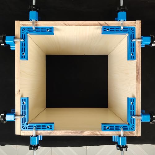 Image of 90 Degree Clamp,Positioning Squares, 3 inch 4 inch 2.3 inch Right Angle Clamp with 12 Clamping Squares,Corner Clamps Woodworking Tool for Pictures Frames Cabinets Boxes,Blue