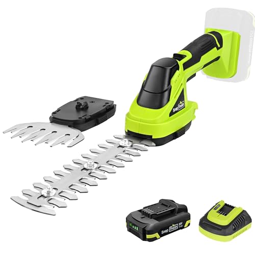 SnapFresh 20V Cordless Hedge Trimmer, 2-in-1 Electric Shrub Trimmer, 8.67 Hedge Blade & 4.72 Grass Shears, 2.0Ah Battery & Fast Charger Included, Handheld Bush Trimmer for Garden, Lawn & Yard