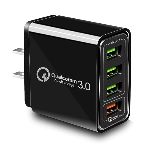USB Charger 40W QC3.0 USB Wall Charger CARZONJX 5V/3.1A 4 Port Fast Charger [with LED Light] Fast Charging Block for iPhone 17 16 15 14 13 12 11 X 8 iPad Galaxy LG Moto Switch and More