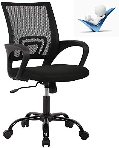 Ergonomic Mid Back Mesh Office Chair - Lumbar Support, Adjustable, Swivel, Rolling, Pink Desk Chair with Arms for Working & Meeting