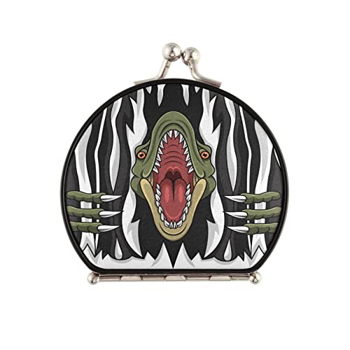 Vnurnrn Animal Carpa Rugido Horror Espejo de Maquillaje Compacto Pequeño para Viajes,Portátil Espejo de Bolsillo para Bolso de Mano
