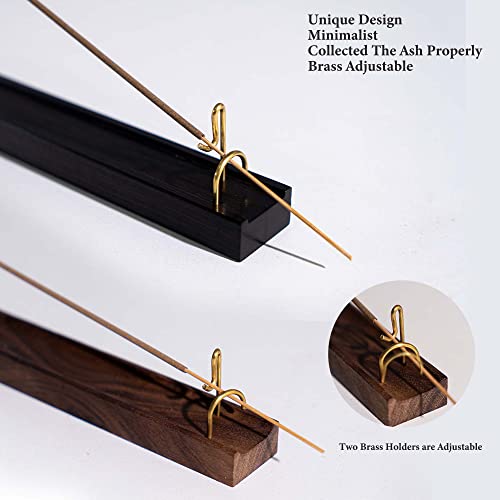 Macephenomelon Wooden Incense Holder For Sticks,Handmade Minimalist Hanging Brass Incense Burner Holder Fits Most Incense Sticks, Modern Incense Sticks Holder Decor For Yoga Mediation,9 Inches（Brown #TOP5
