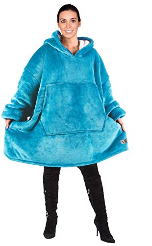 Catalonia Oversized Hoodie Blanket Sweatshirt,Super Soft Warm Comfortable Sherpa Giant Pullover with Large Front Pocket,for Adults Men Women Teenagers Kids Wife Girlfriend,Blue