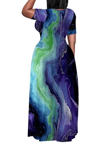 Image of SUZONANA Plus Size Dresses for Women Summer Casual Maxi Dress Short Sleeve Loose Vacation Dress
