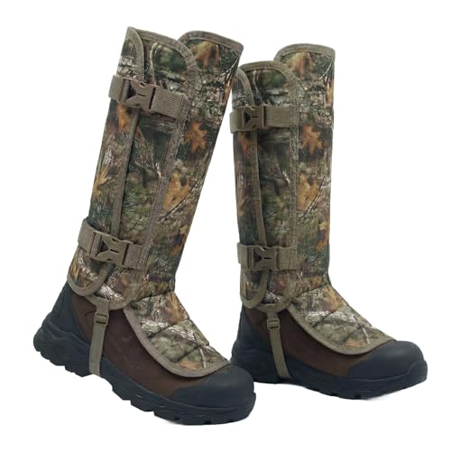 LOOGU Snake Gaiters Waterproof Oxford Leg Guards with 12 Individual PE Boards Curved Upper Reinforced Instep Strap Adjustable Double Buckles Camo for Hunting Hiking Trekking