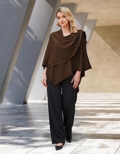 Image of PULI Womens Cross Front Poncho Shawl Wrap Elegant Wedding Formal Gift