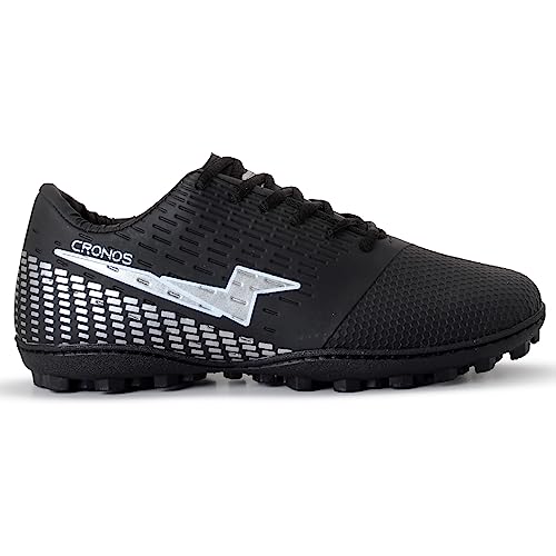 Chuteira Society Grama Sintética Adulto Masculino Feminino Sola Costurada (41, Preto Prata)