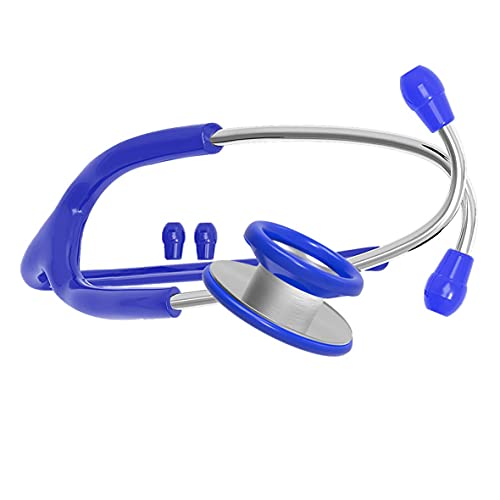 Professional Dual Head Stethoscope, Medical Grade with Spare Ear Tips, Adult Size (Blue)