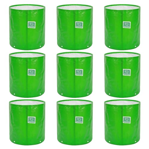 Image of GREENSHEEP HDPE Grow Bag Heavy Duty 260 GSM Round Plants Flower Growing Bags Floor Standing Mount Type for Home Garden Balcony Terrace Kitchen Nursery (Green, 18x9 inch, Pack of 6)