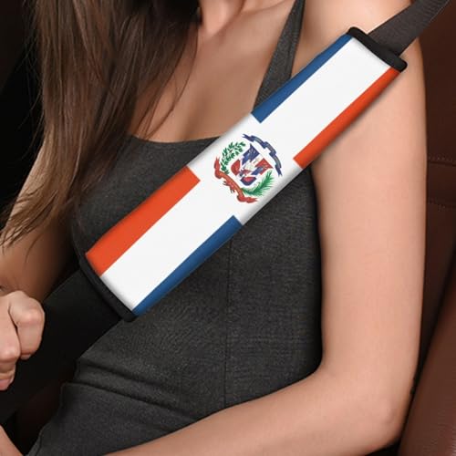 2-Pack Dominican Republic Flag Car Seat Belt Pads – Premium Soft Fabric, Comfortable and Supportive – Ideal for Cars, Trucks, SUVs – Show Your Dominican Pride