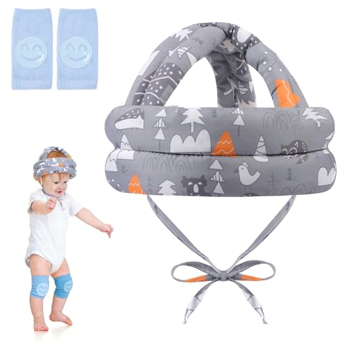 HAGOT Casque Protection Bebé, Casque Protecteur Bébé avec Genouillères, Réglable Chapeau Respirante, pour Enfant Garçon Fille
