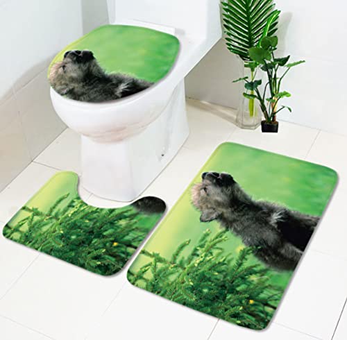 Badematten Set 3 Teilig,Toilettenmatte Set,3Er Badgarnitur Badezimmer Matte Set Dusch Bade Matte Vorleger Teppich 3D…