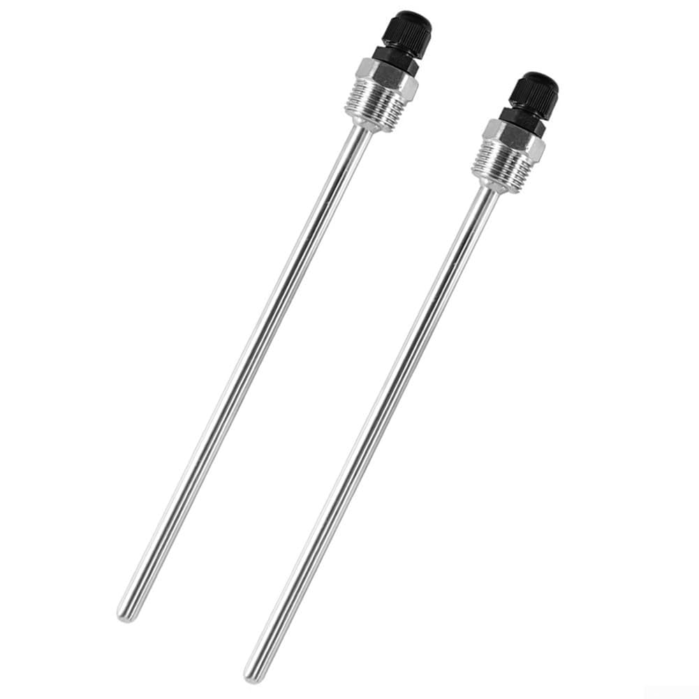 Lot de 2 tubes thermopuits à immersion en acier inoxydable pour capteurs de température (8 x 500 mm)