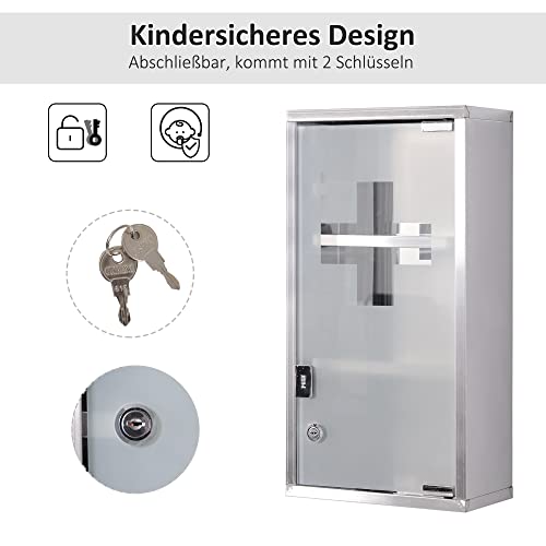 Armoire à pharmacie robuste 3 compartiments en acier inoxydable durable - 5