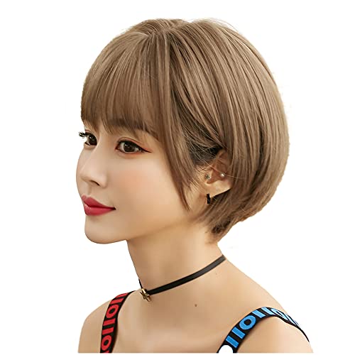 Collicarpo ウィッグ かつら ボブ フルウィッグ ショート カール ストレート ぱっつん前髪 ふんわり 小顔 レディース wig 耐熱 自然 医療用 ミルクティーブラウン